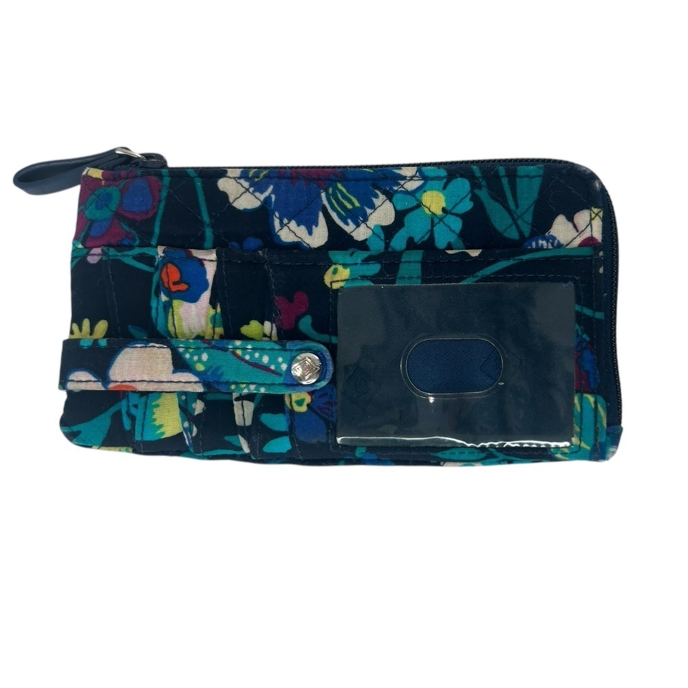 Vera Bradley  Moon Light Garden Blue Floral Wallet ID Organizer Preppy Chic Boho